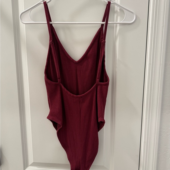 Burgundy Ribbed Bodysuit - Picture 2 of 2